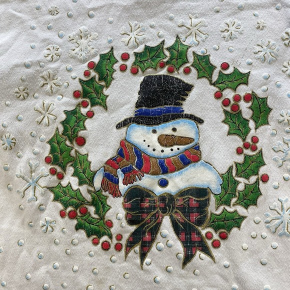 Vintage Late 90s Ugly Christmas Snowman Sweatshirt Puff Paint USA Womens L - Picture 6 of 15
